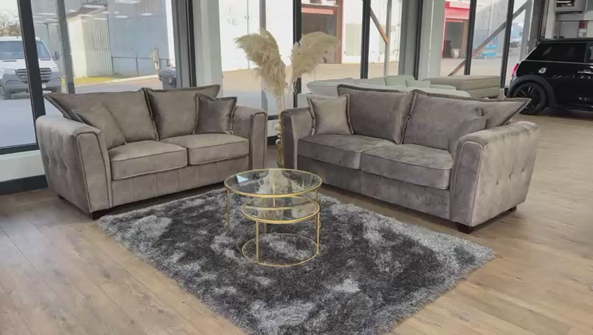 Venus 3 Seat Sofa (Available in Ashley Velvet Silver, Charcoal or Brown)