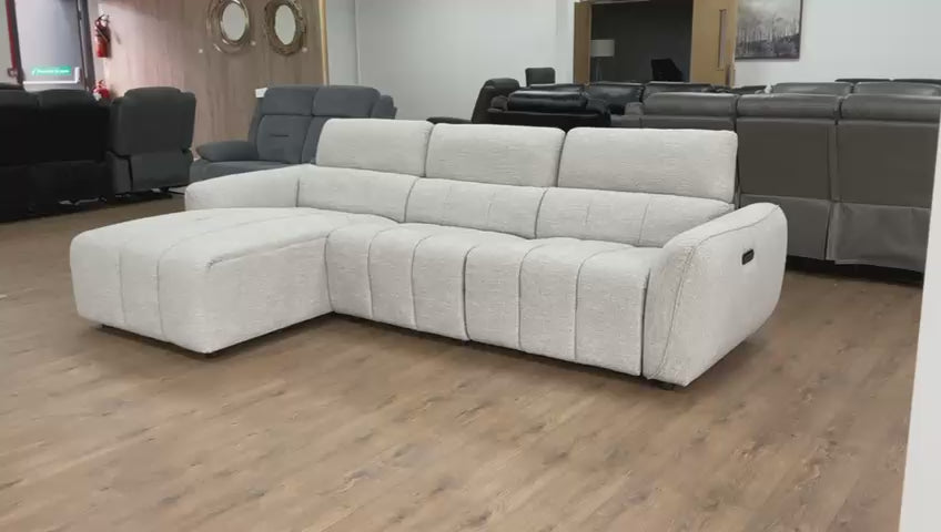 Tuscany Electric Recliner Corner Sofa (Available in Tweed Silver, Mocha or Charcoal)