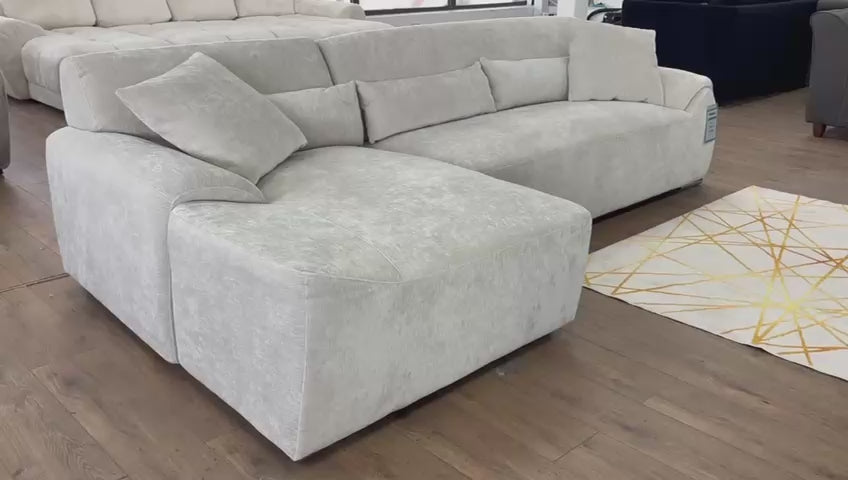 Madrid Corner Sofa (Available in Chenille Charcoal or Ivory)|