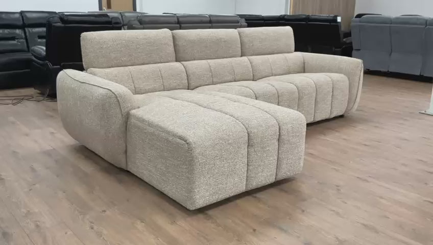 Tuscany Electric Recliner Corner Sofa (Available in Tweed Silver, Mocha or Charcoal)