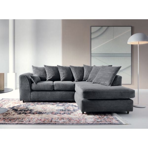 Harley Jumbo Cord Chaise Sofa in Grey