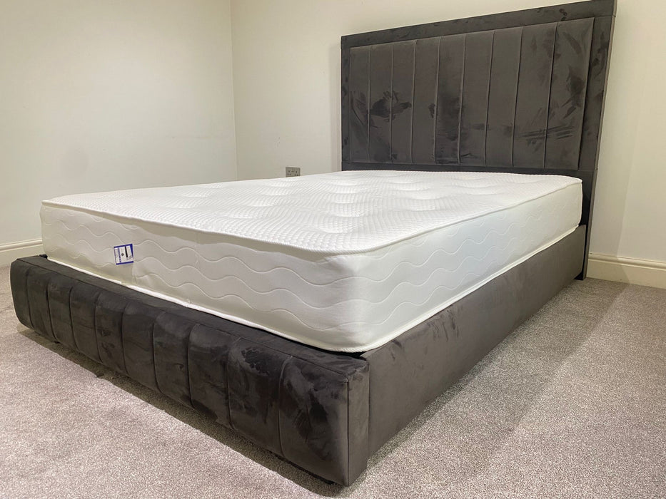 Shelley Floor Standing Headboard Bed (different fabric choices and available in storage or non storage))