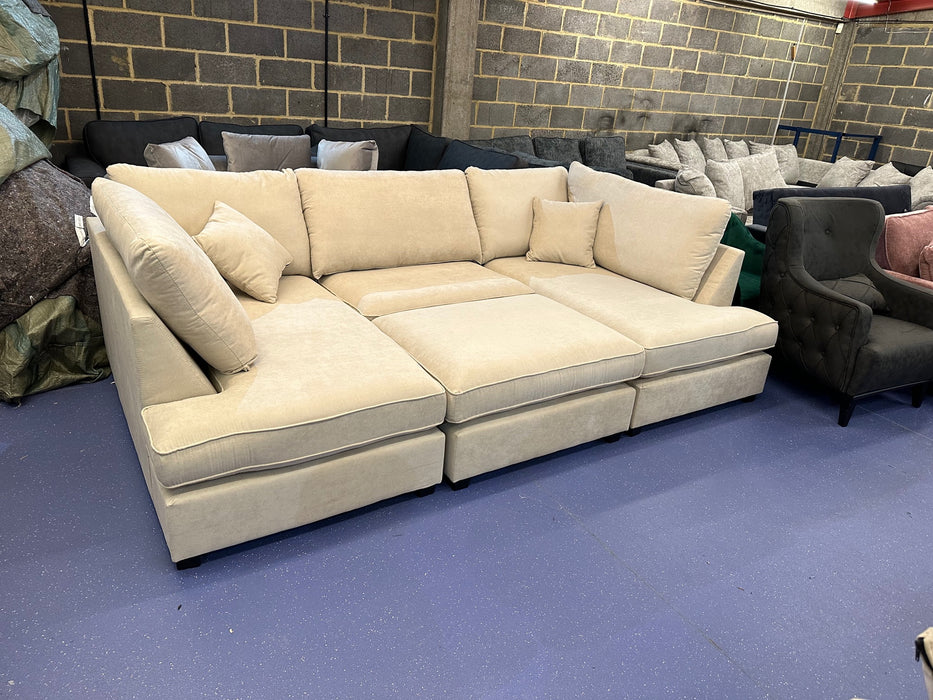 Westminster U-Shape/Cinema Sofa (Available in Plush Velvet Champagne, Plush Velvet Grey, Linen Beige, Linen Light Grey, Linen Charcoal, Boucle Cream or Boucle Grey)