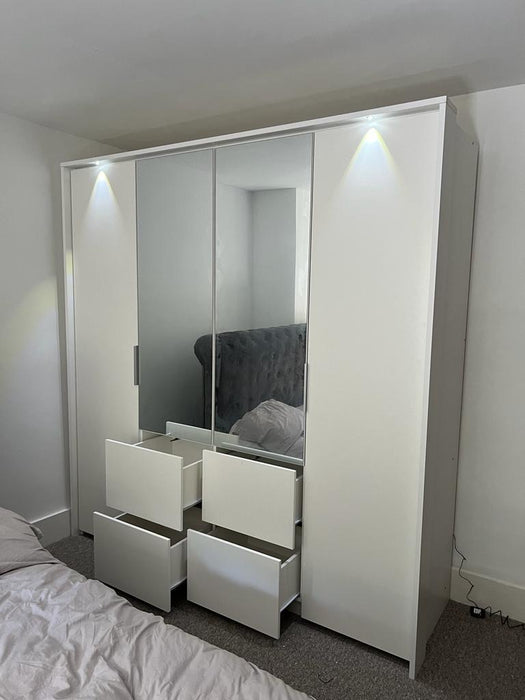 208cm Florida LED Bi-Fold Door Wardrobe (Available in Grey or White)