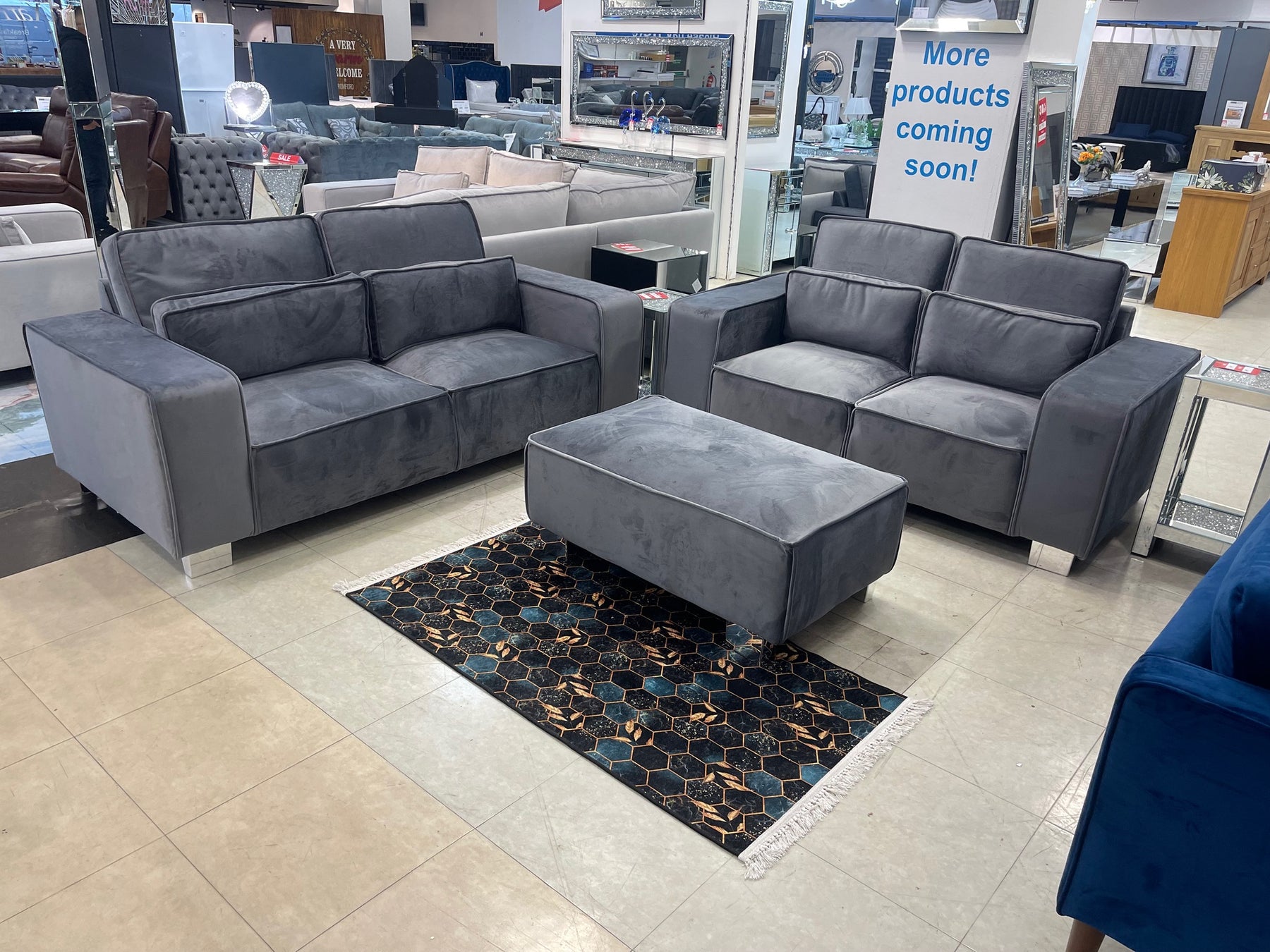 Small Berkeley Sofa in Plush Velvet Grey