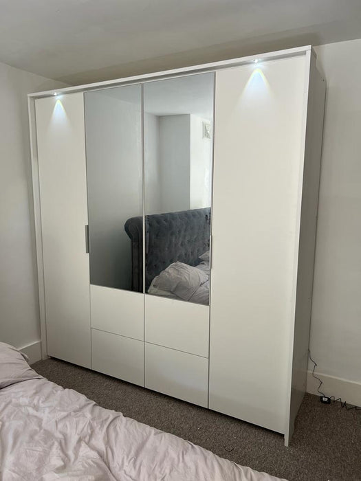 208cm Florida LED Bi-Fold Door Wardrobe (Available in Grey or White)