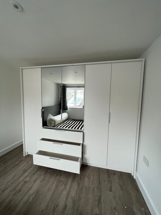 255cm Ohio Hinged Door Wardrobe (Available in White or Grey)