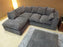 Harley Jumbo Cord Chaise Sofa in Grey