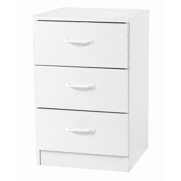 Elemental White 3 Drawer Bedside