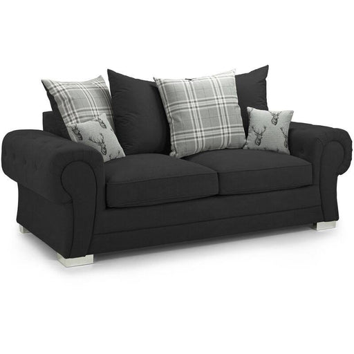 Charlotte 3 Seat Scatter Back Sofa Bed in Black