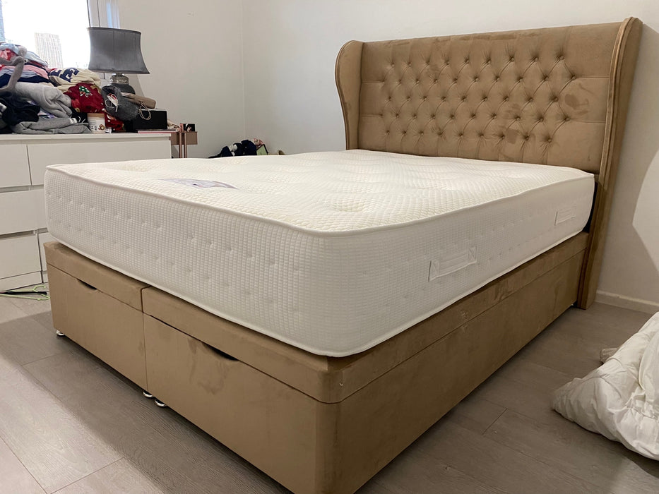 Knightsbridge Headboard with End lifting Ottoman Divan Base (different fabric choices available)