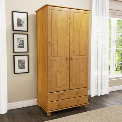 Pine 2 Door 2 Drawer Wardrobe