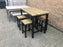 Ellson Bar Set Rustic  Oak Top and Black Metal Legs